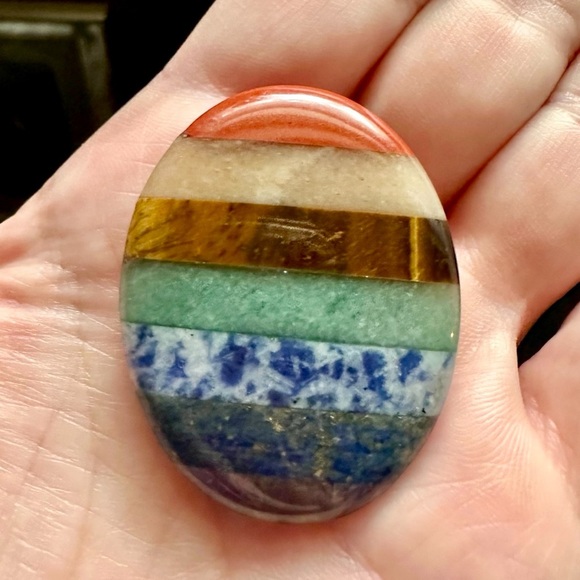 Natural Multi-Stone Rainbow Worry Palm Stone Pride - Picture 4 of 5
